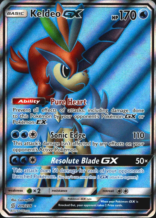 Keldeo GX 219/236 Unified Minds Ultra Rare Pokemon Holo Near Mint