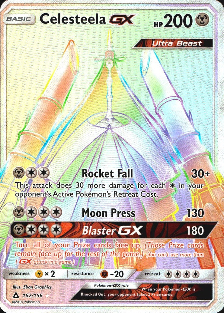 Celesteela GX 162/156 Ultra Prism Rainbow Rare Pokemon Holo Near Mint