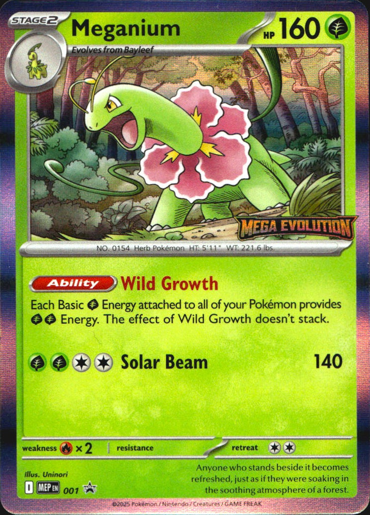 Meganium 001 ME: Mega Evolution Promo Promo Pokemon Holo Near Mint