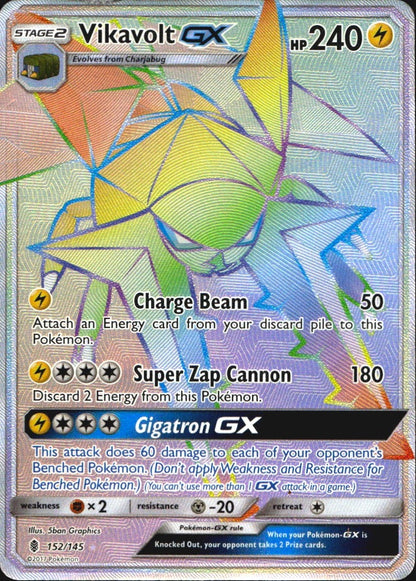 Vikavolt GX (Secret) 152/145 Guardians Rising Holo Secret Rare Pokemon Near Mint