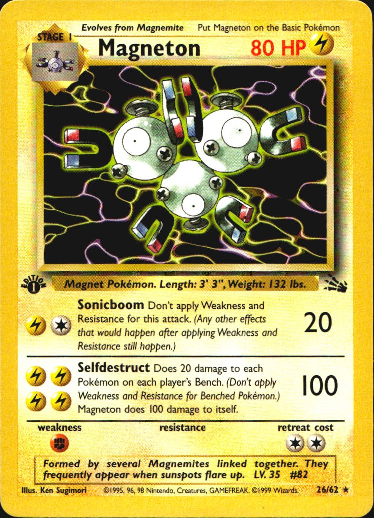 Magneton 26/62 Fossil Rare Pokemon 1st Edition Near Mint