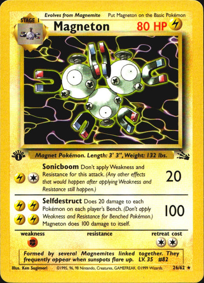 Magneton 26/62 Fossil Rare Pokemon 1st Edition Near Mint