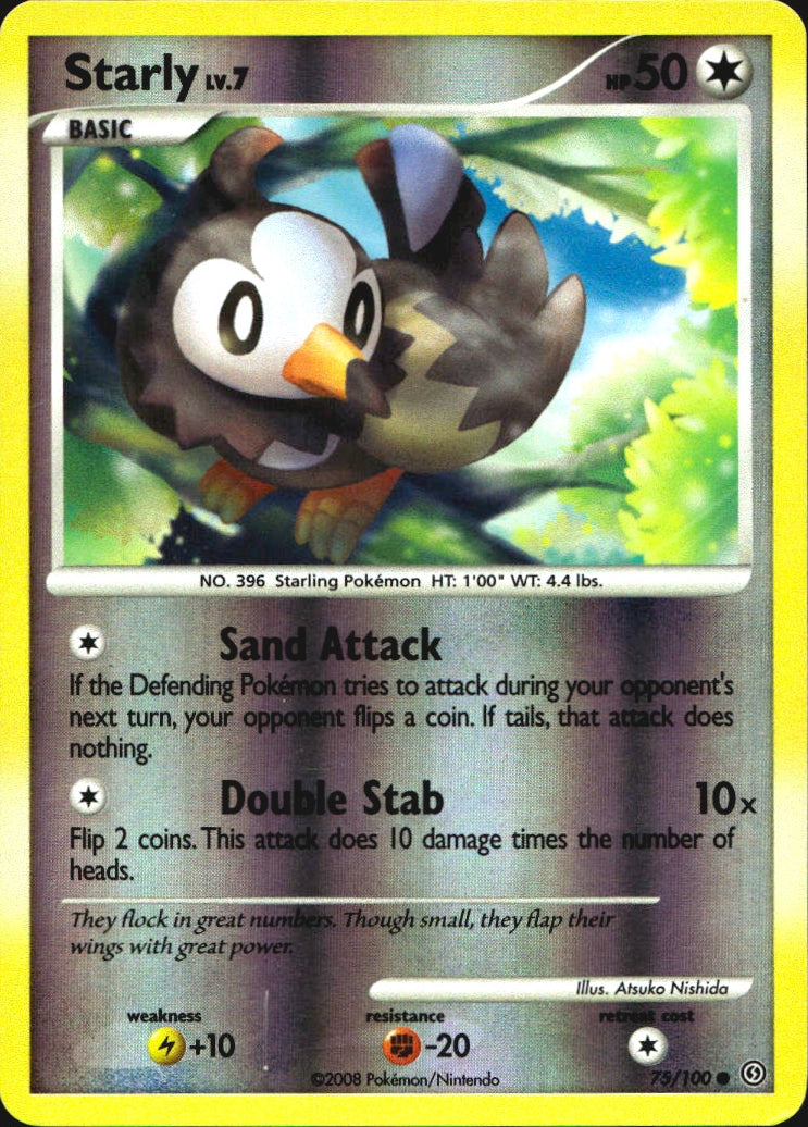 Starly 75/100 Stormfront Common Pokemon Reverse Holo Near Mint