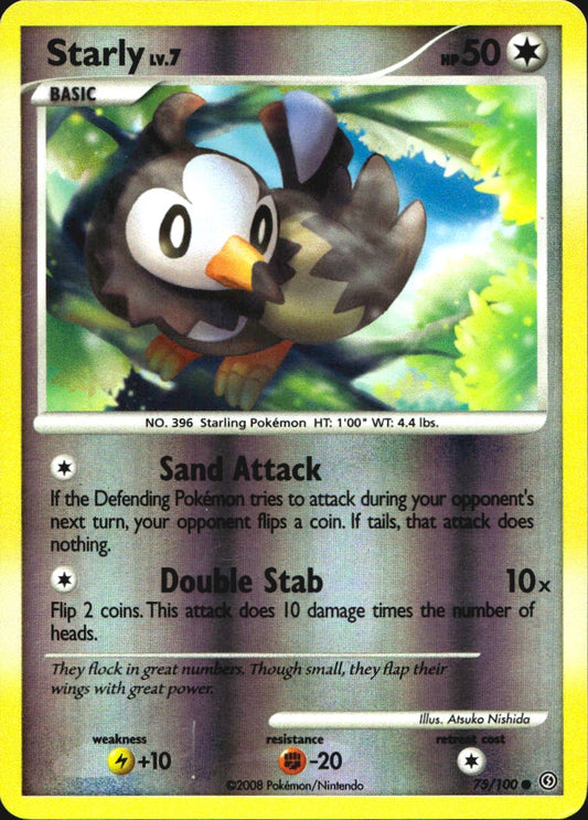 Starly 75/100 Stormfront Common Pokemon Reverse Holo Near Mint
