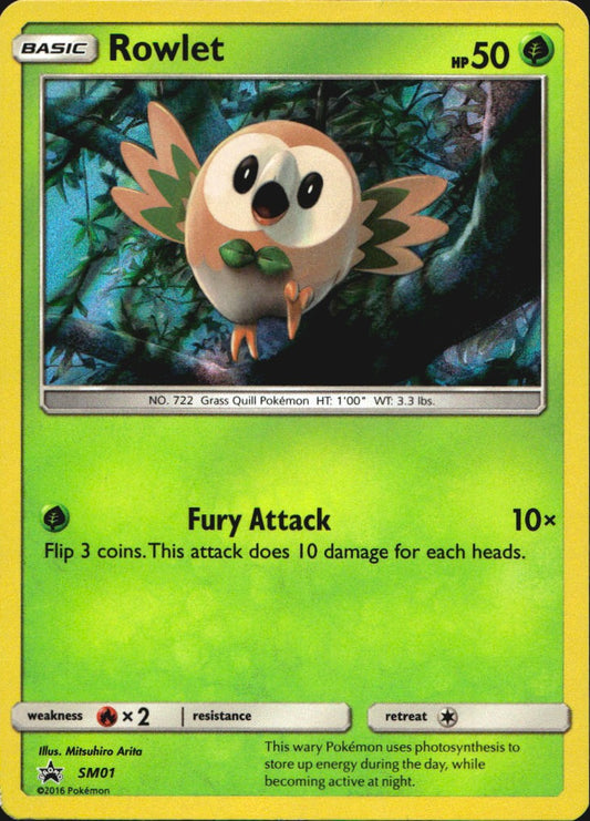 Rowlet - SM01 Holo Promo Sun & Moon Promo Pokemon Moderately Played