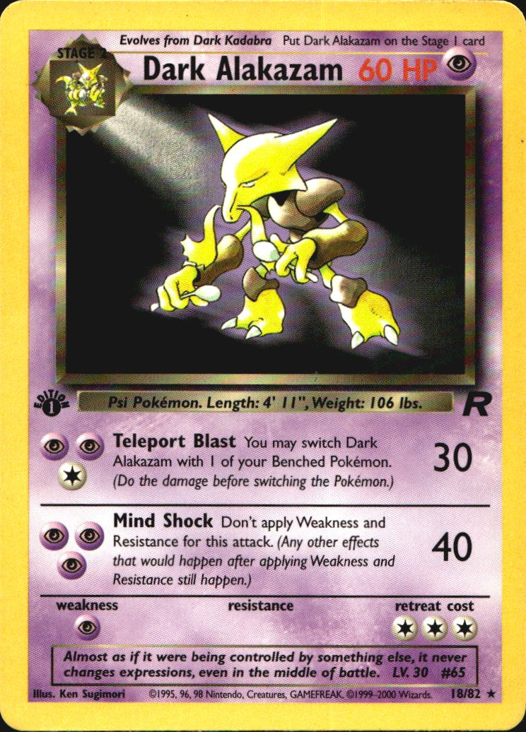 Dark Alakazam 18/82 Team Rocket Rare Pokemon 1st Edition Lightly Played