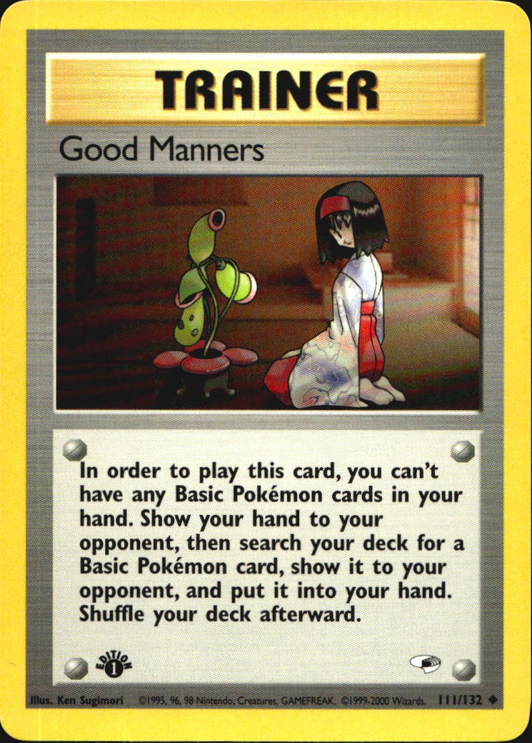 Good Manners 111/132 Uncommon Gym Heroes Pokemon 1st Edition Near Mint