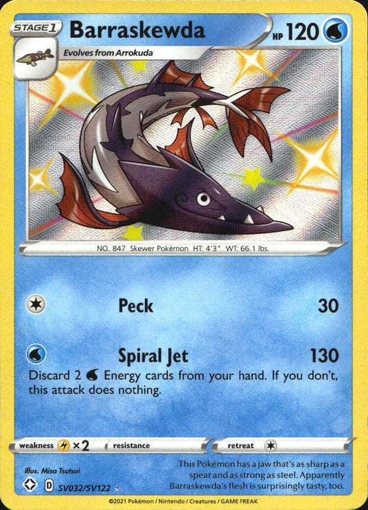 Barraskewda SV032/SV122 Shiny Rare Shining Fates Shiny Vault Pokemon Near Mint