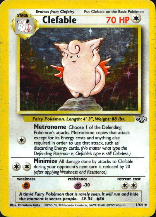 Clefable 5/130 Holo Rare Base Set 2 Pokemon Moderately Played