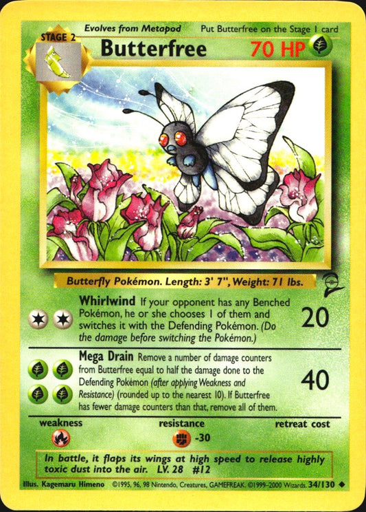 Butterfree 34/130 Base Set 2 Uncommon Pokemon Near Mint
