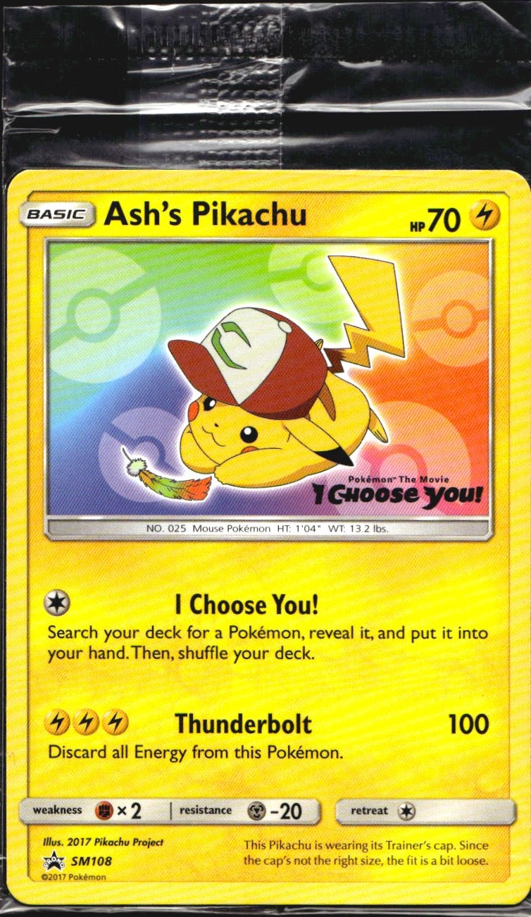 Ash's Pikachu SM108 Promo Sun & Moon Promo Pokemon Sealed Promo