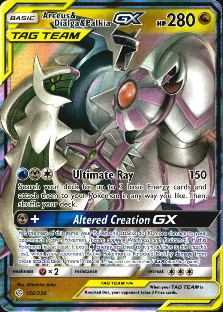 Arceus & Dialga & Palkia GX 156/236 Holo GX Rare Cosmic Eclipse Pokemon NM