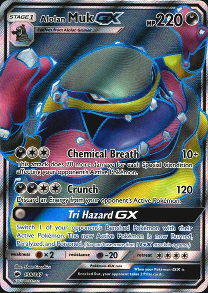 Alolan Muk GX 138/147 Burning Shadows Ultra Rare Pokemon Holo Lightly Played