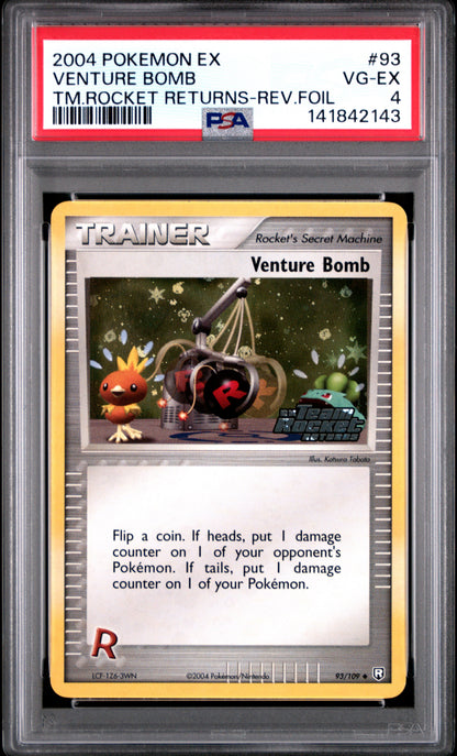 Venture Bomb Reverse Holo 93/109 Team Rocket Returns Pokemon PSA 4