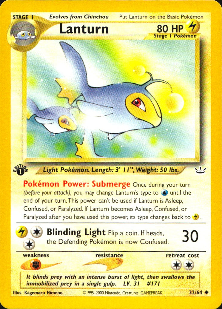 Lanturn 32/64 Neo Revelation Uncommon Pokemon 1st Edition Near Mint