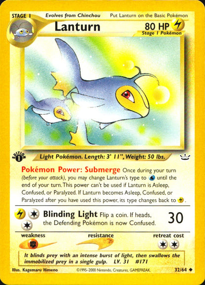 Lanturn 32/64 Neo Revelation Uncommon Pokemon 1st Edition Near Mint