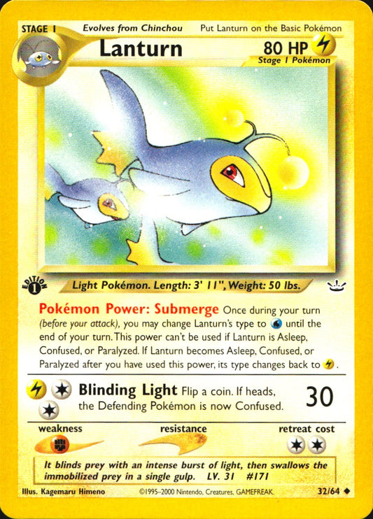Lanturn 32/64 Neo Revelation Uncommon Pokemon 1st Edition Near Mint