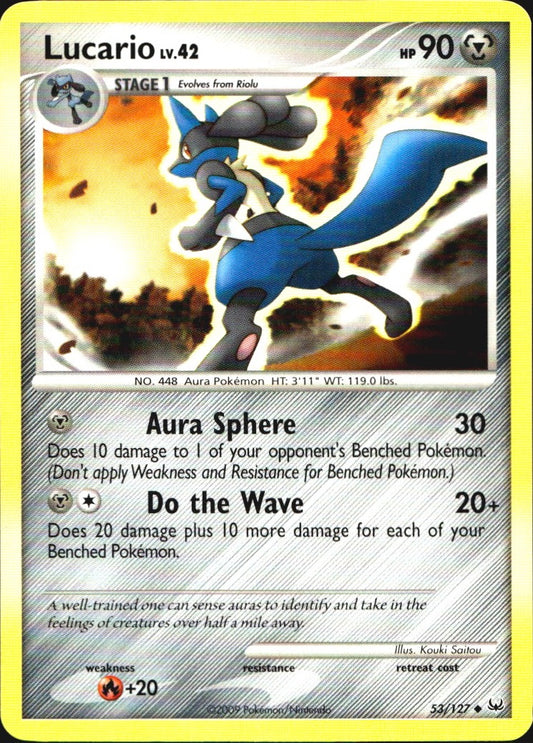 Lucario 53/127 Platinum Uncommon Pokemon Near Mint