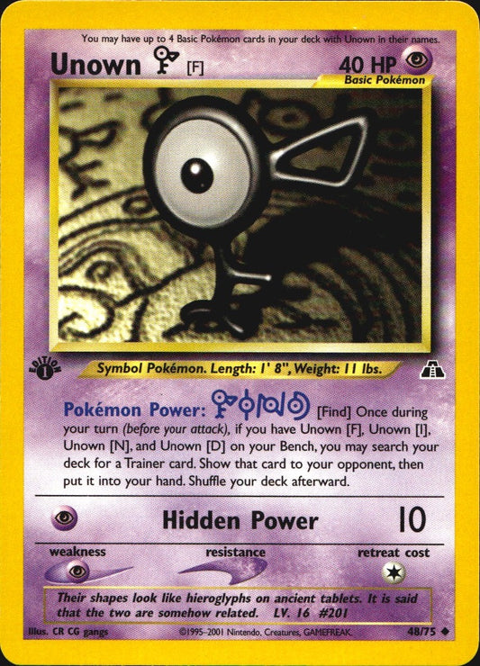 Unown [F] 48/75 Neo Discovery Uncommon Pokemon 1st Edition Lightly Played