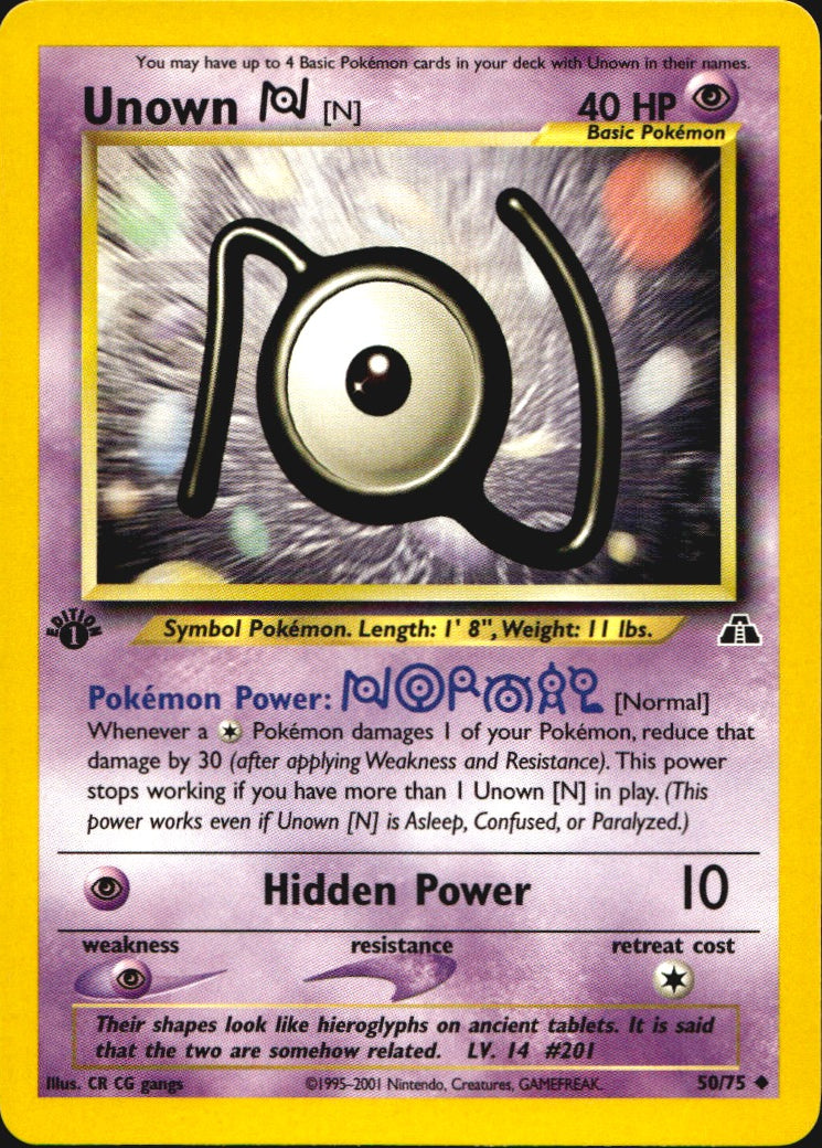 Unown [N] 50/75 Neo Discovery Uncommon Pokemon 1st Edition Near Mint