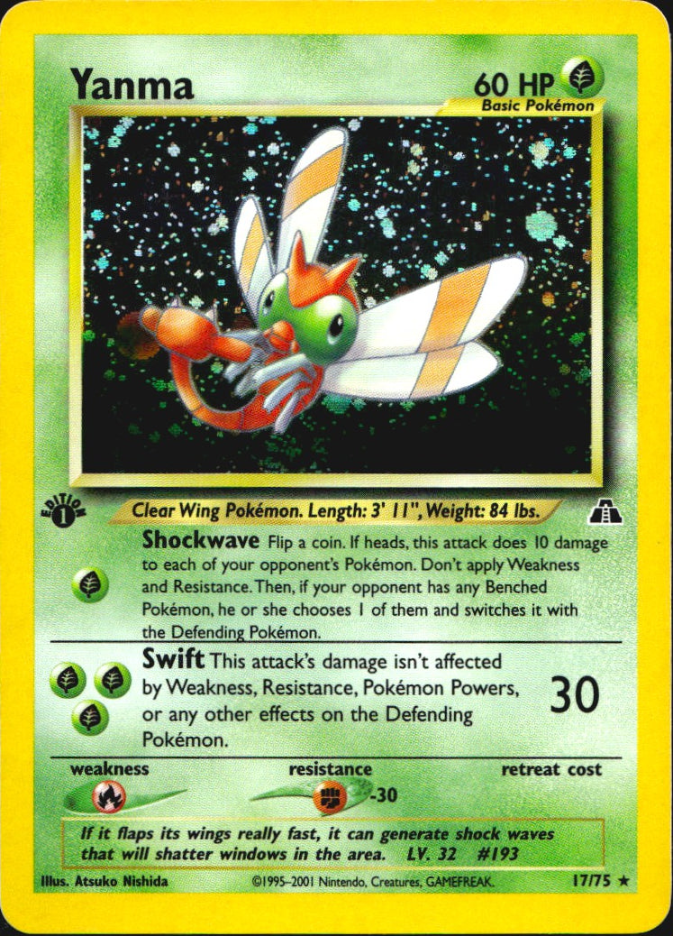Yanma 17/75 Rare Neo Discovery Pokemon 1st Edition Holo Near Mint