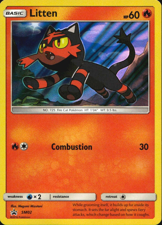 Litten - SM02 Holo Promo Sun & Moon Promo Pokemon Near Mint