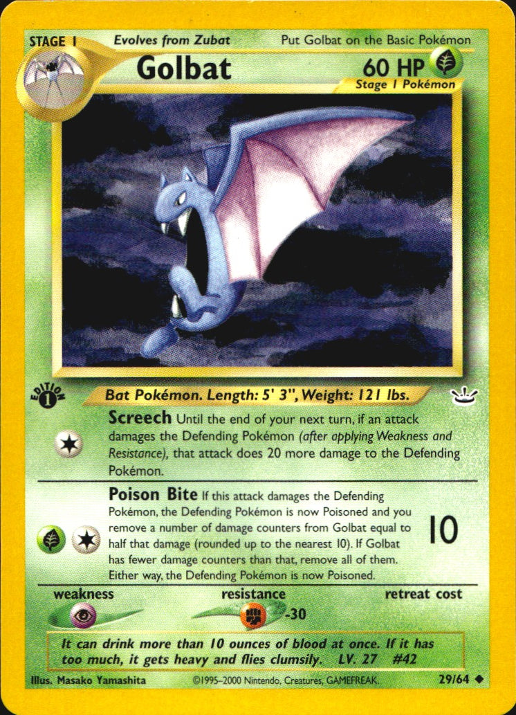 Golbat 29/64 Neo Revelation Uncommon Pokemon 1st Edition Near Mint