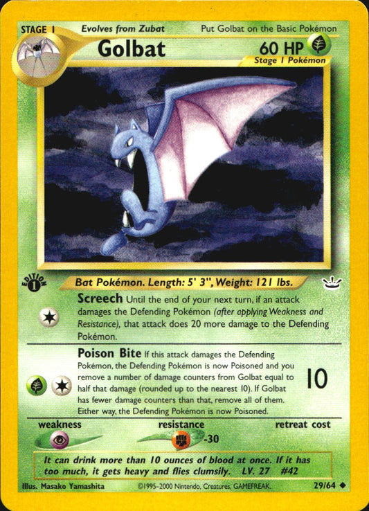 Golbat 29/64 Neo Revelation Uncommon Pokemon 1st Edition Near Mint