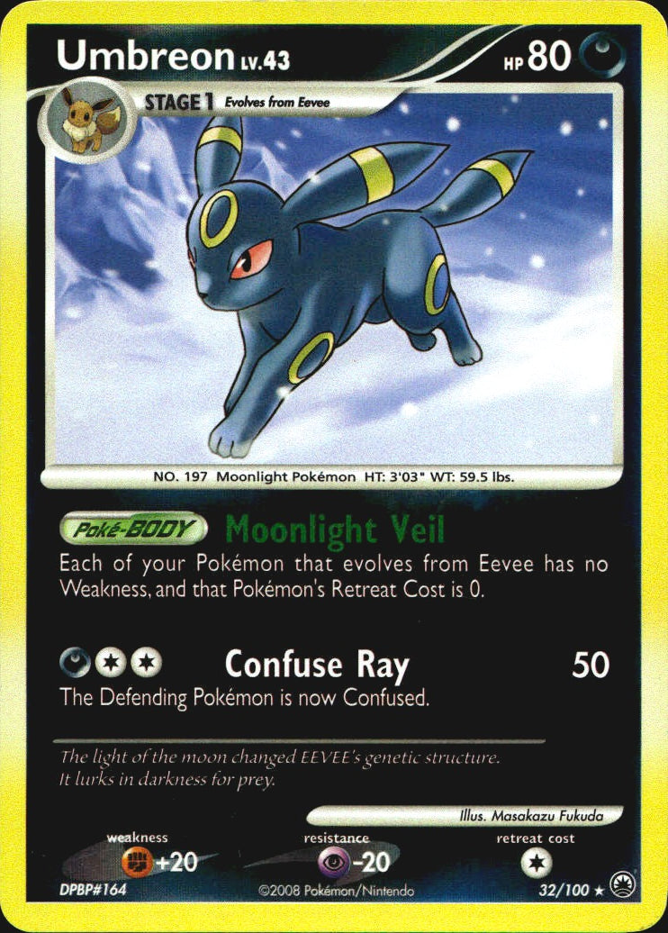 Umbreon 32/100 Rare Majestic Dawn Pokemon Reverse Holo Near Mint