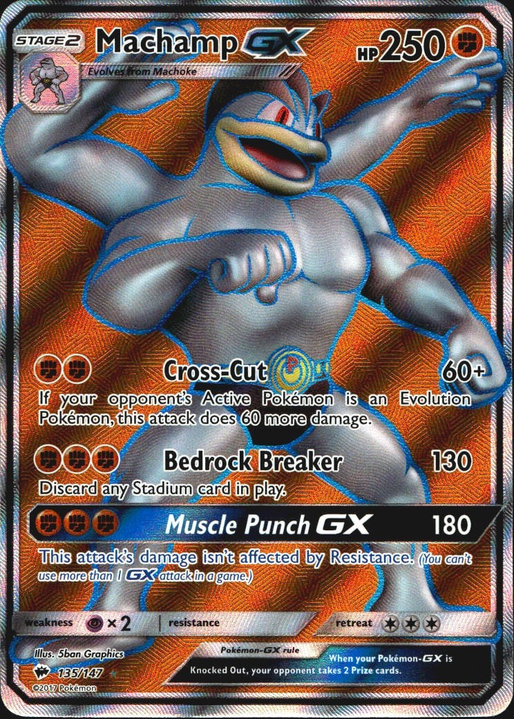 Machamp GX 135/147 Burning Shadows Ultra Rare Pokemon Holo Near Mint