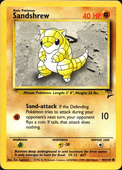 Sandshrew 91/130 Base Set 2 Common Pokemon Near Mint