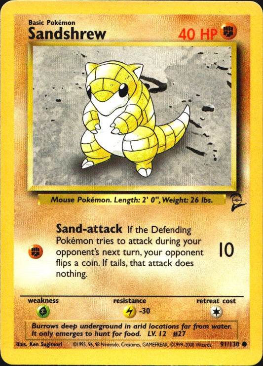 Sandshrew 91/130 Base Set 2 Common Pokemon Near Mint