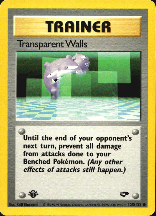 Transparent Walls 125/132 Gym Challenge Common Pokemon 1st Edition Near Mint