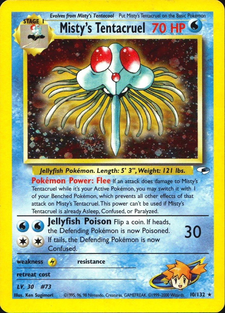 Misty's Tentacruel 10/132 Holo Rare Gym Heroes Pokemon Lightly Played