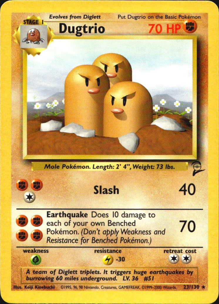 Dugtrio 23/130 Base Set 2 Rare Pokemon Near Mint