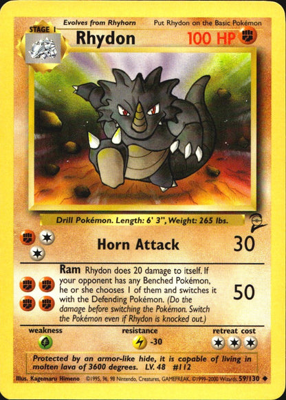 Rhydon 59/130 Base Set 2 Uncommon Pokemon Near Mint