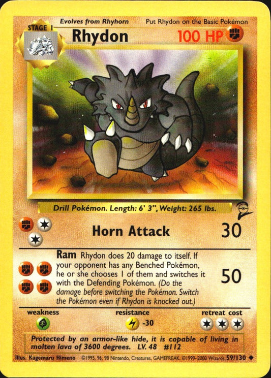 Rhydon 59/130 Base Set 2 Uncommon Pokemon Near Mint