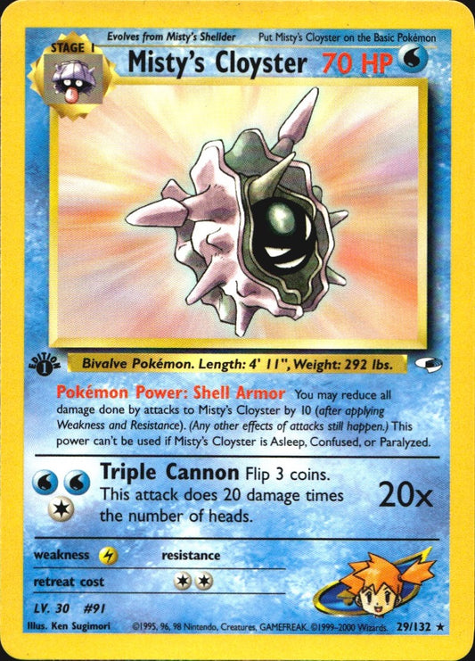 Misty's Cloyster 29/132 Gym Heroes Rare Pokemon 1st Edition Near Mint