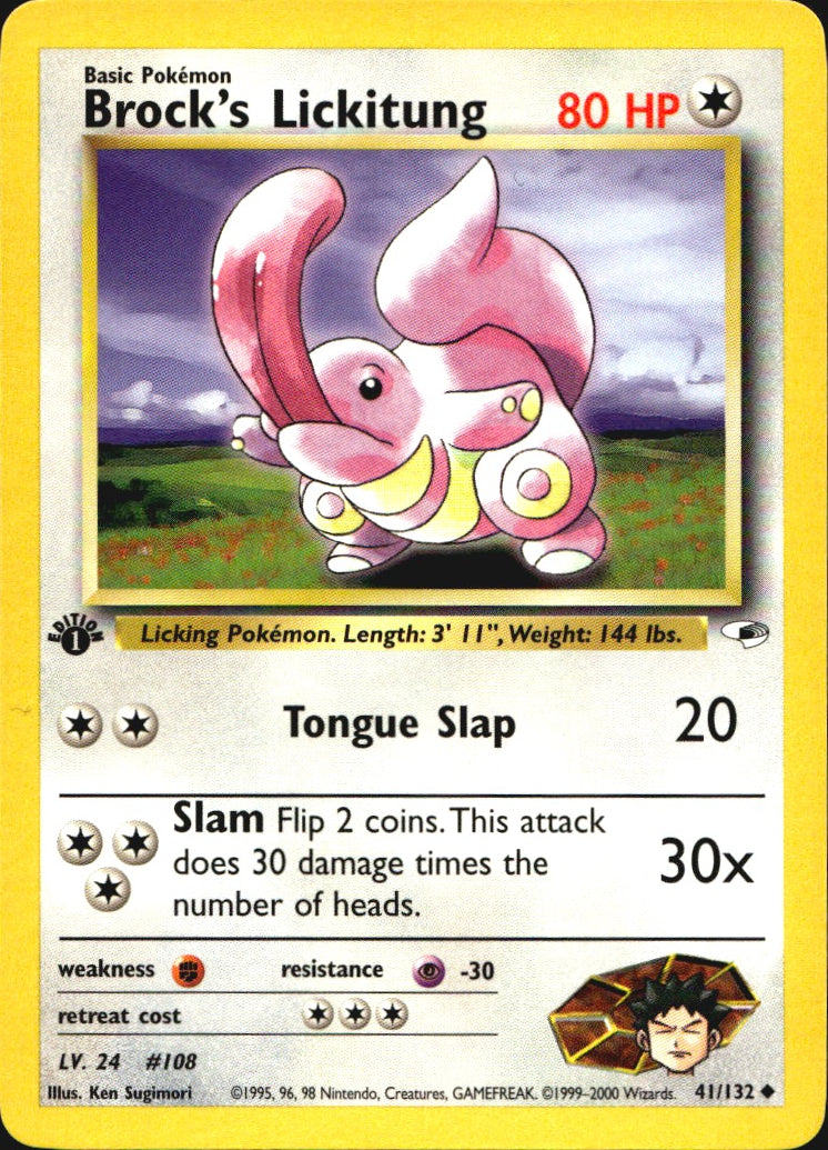 Brock's Lickitung 41/132 Gym Heroes Uncommon Pokemon 1st Edition Near Mint
