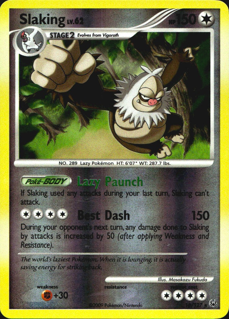 Slaking 16/127 Platinum Rare Pokemon Reverse Holo Near Mint