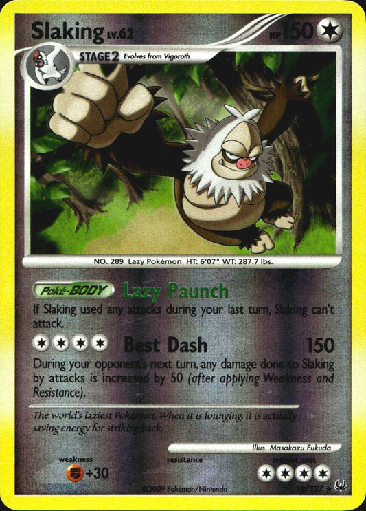 Slaking 16/127 Platinum Rare Pokemon Reverse Holo Near Mint