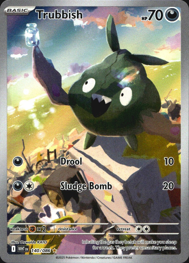 Trubbish 140/086 Illustration Rare White Flare Pokemon Near Mint