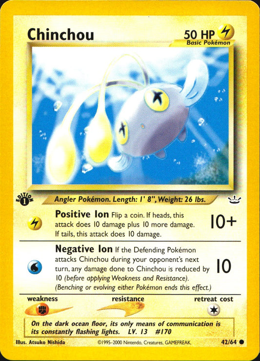 Chinchou 42/64 Neo Revelation Common Pokemon 1st Edition Near Mint