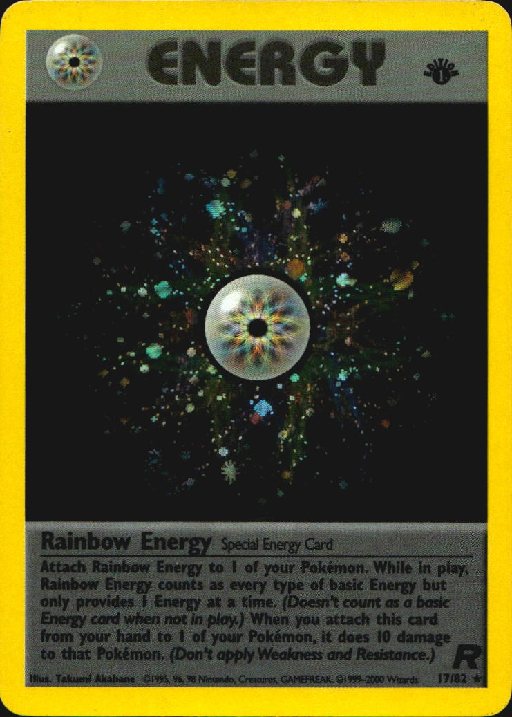 Rainbow Energy 17/82 Rare Team Rocket Pokemon 1st Edition Holo Lightly Played