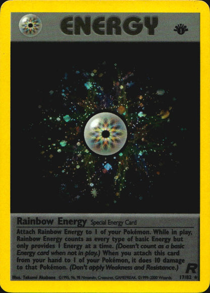 Rainbow Energy 17/82 Rare Team Rocket Pokemon 1st Edition Holo Lightly Played