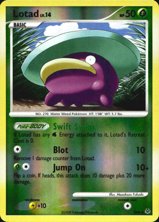 Lotad SH4/127 Platinum Rare Pokemon Reverse Holo Near Mint