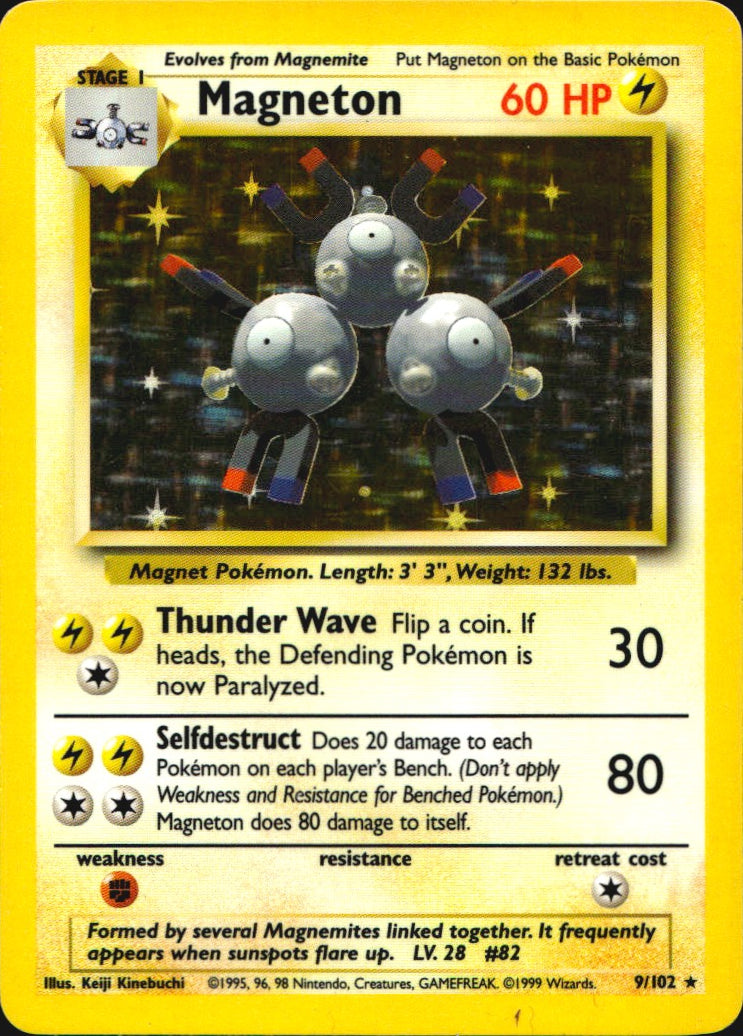 Magneton 9/102 Holo Holo Rare Base Set Unlimited Pokemon Near Mint