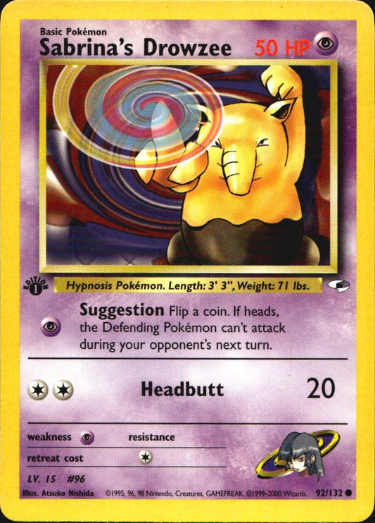 Sabrina's Drowzee 92/132 Gym Heroes Common Pokemon 1st Edition Near Mint