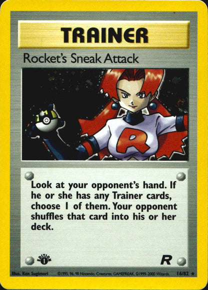 Rocket's Sneak Attack 16/82 Rare Team Rocket Pokemon 1st Edition Holo Near Mint