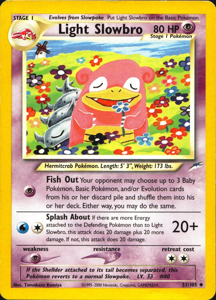 Light Slowbro 51/105 Uncommon Neo Destiny Pokemon Lightly Played
